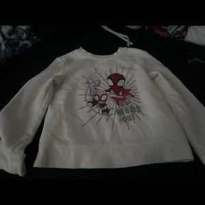 white sweater logo Spiderman side 5T
